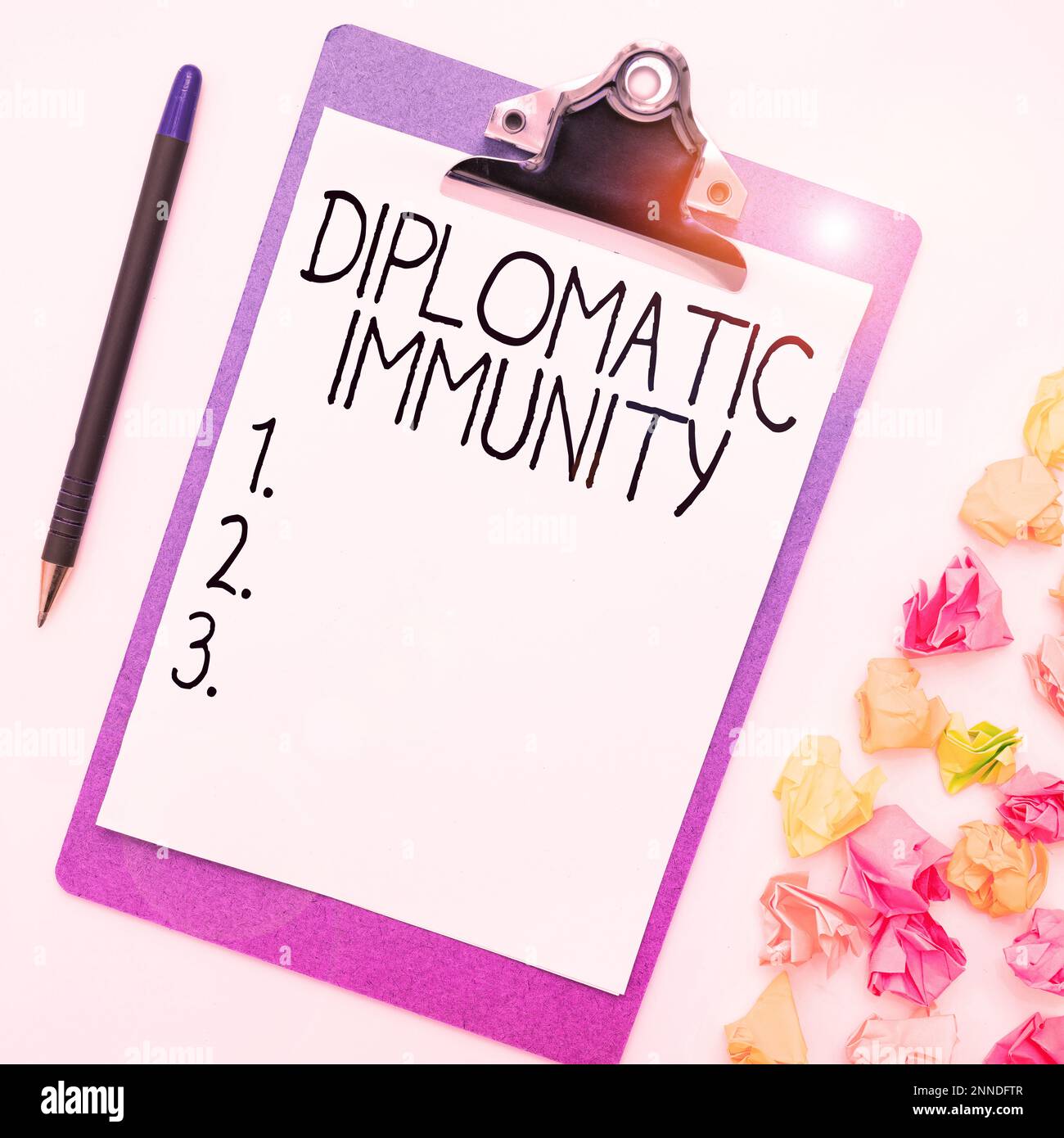 Text showing inspiration Diplomatic Immunity. Concept meaning law that