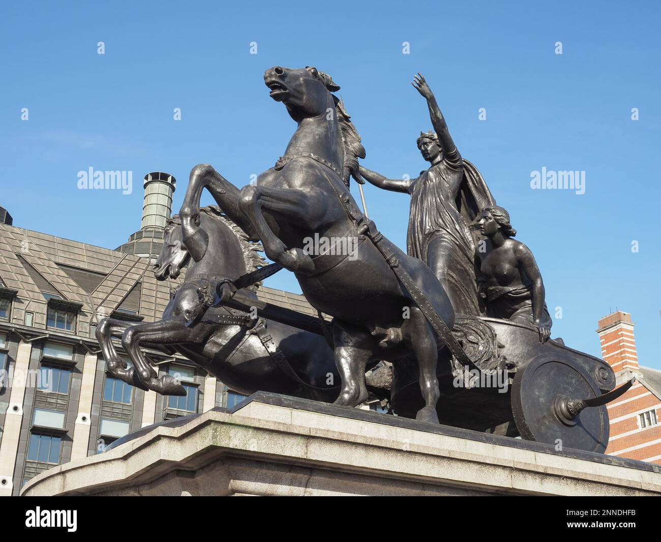 Boadicea and Her Daughters bronze sculptural group by sculptor Thomas
