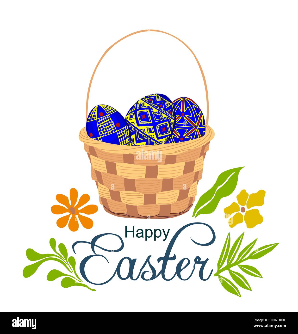 Easter Basket With Easter Eggs Vector Illustration Stock Vector Image And Art Alamy