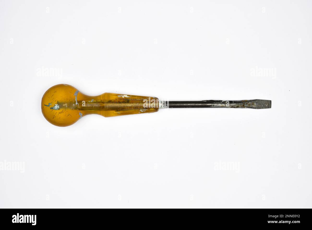 Close up of a dirty old screwdriver, isolated on a white background Stock Photo