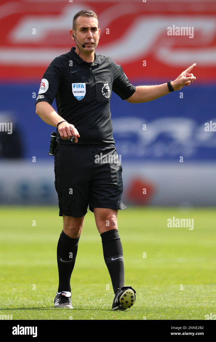 Referee David Coote Gestures During The English Premier League Soccer ...