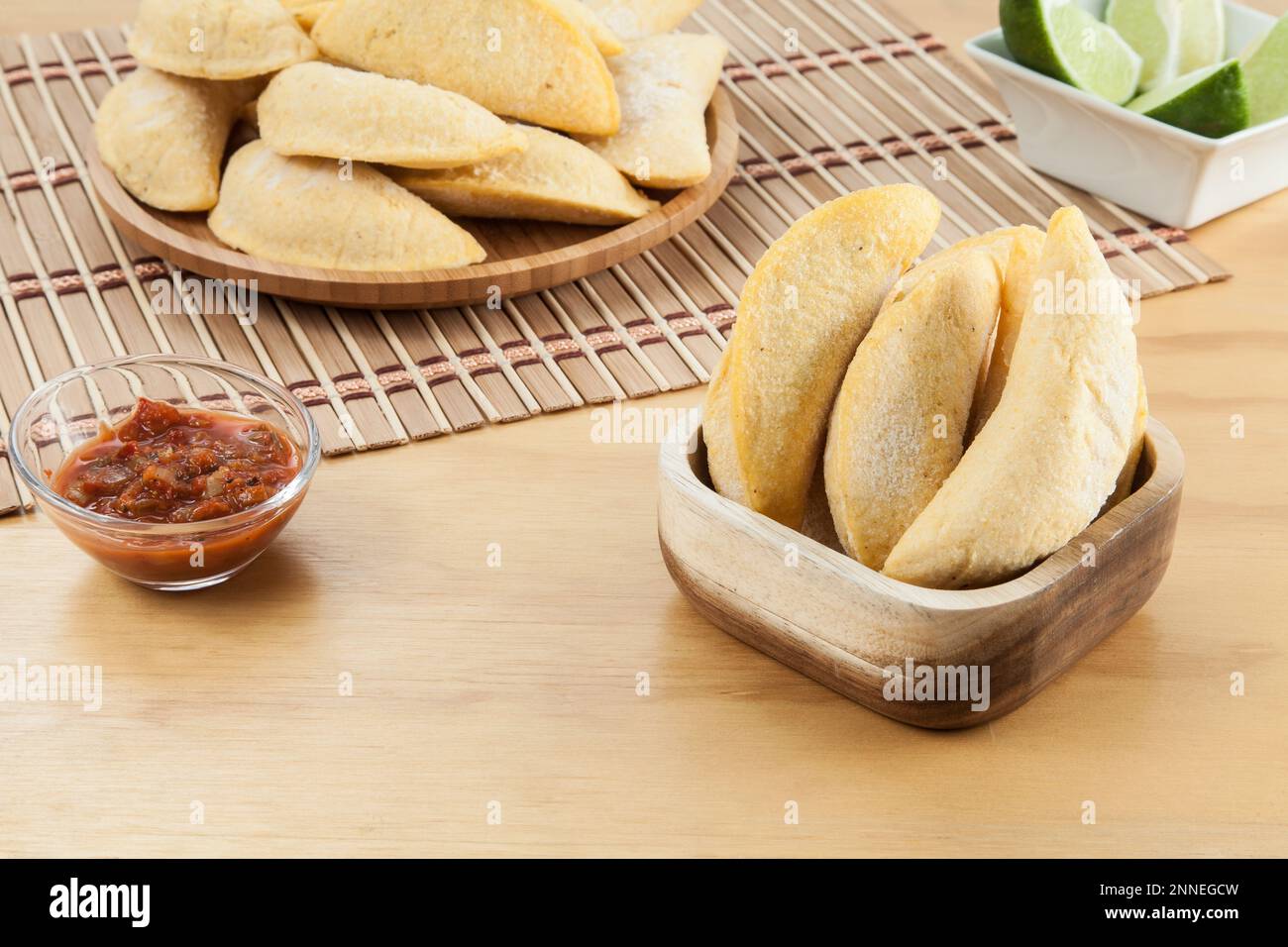 Colombian empanada, frozen raw product ready for frying Stock Photo Alamy