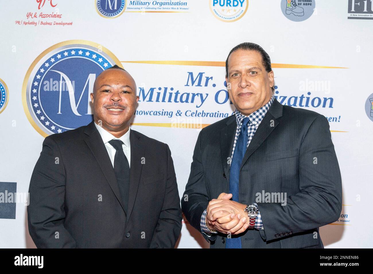 San Diego, Ca, USA. 24th Feb 2023. MMMO Kavin Hill, MC Lou Rawls Jr. attend 2023 Mr. and Ms. Military Pageant at Joan B. Kroc Theater, San Diego, CA February 24, 2023 Credit: Eugene Powers/Alamy Live News Stock Photo