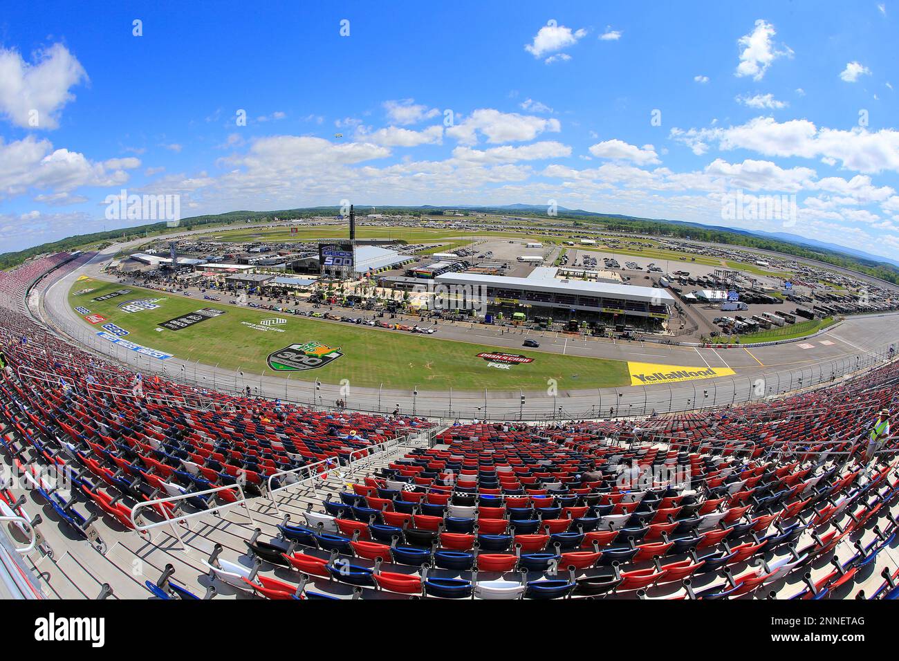 TALLADEGA, AL - APRIL 25: An overview of the track as the cars line up ...