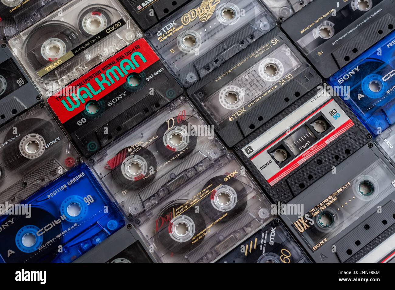 Barcelona, Spain February 03, 2022 Cassette tapes of different