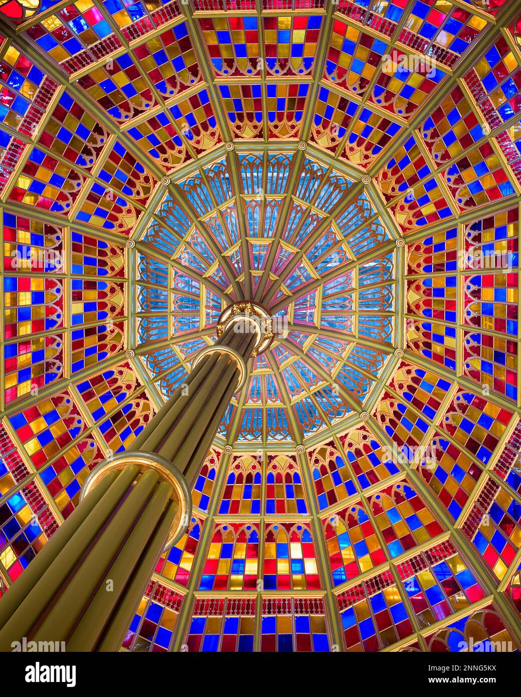 Inner dome and stained glass ceiling inside of Louisiana's Old State Capitol building at 100 North Blvd in Baton Rouge, Louisiana Stock Photo