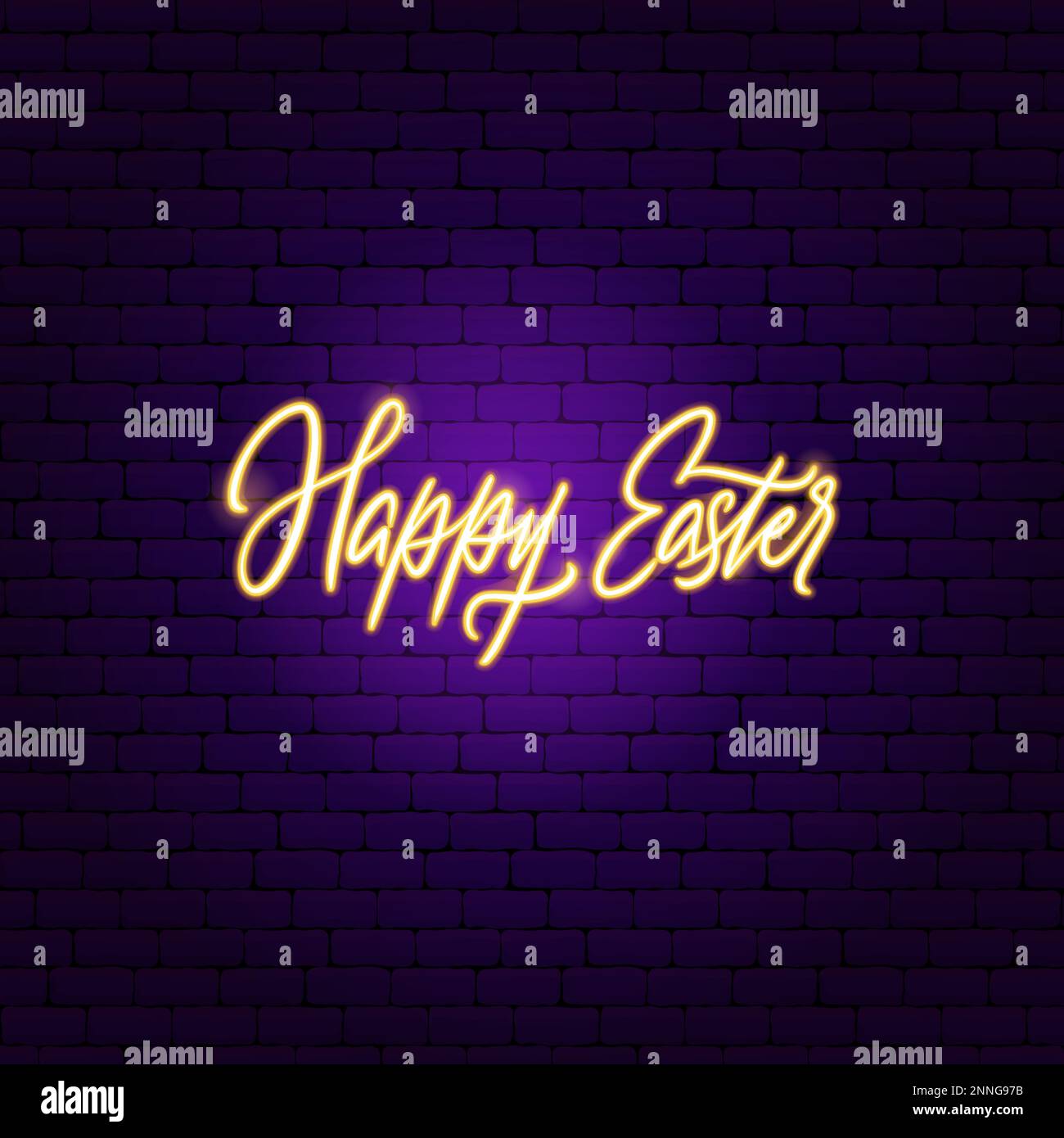 Happy Easter Neon Lettering Stock Vector