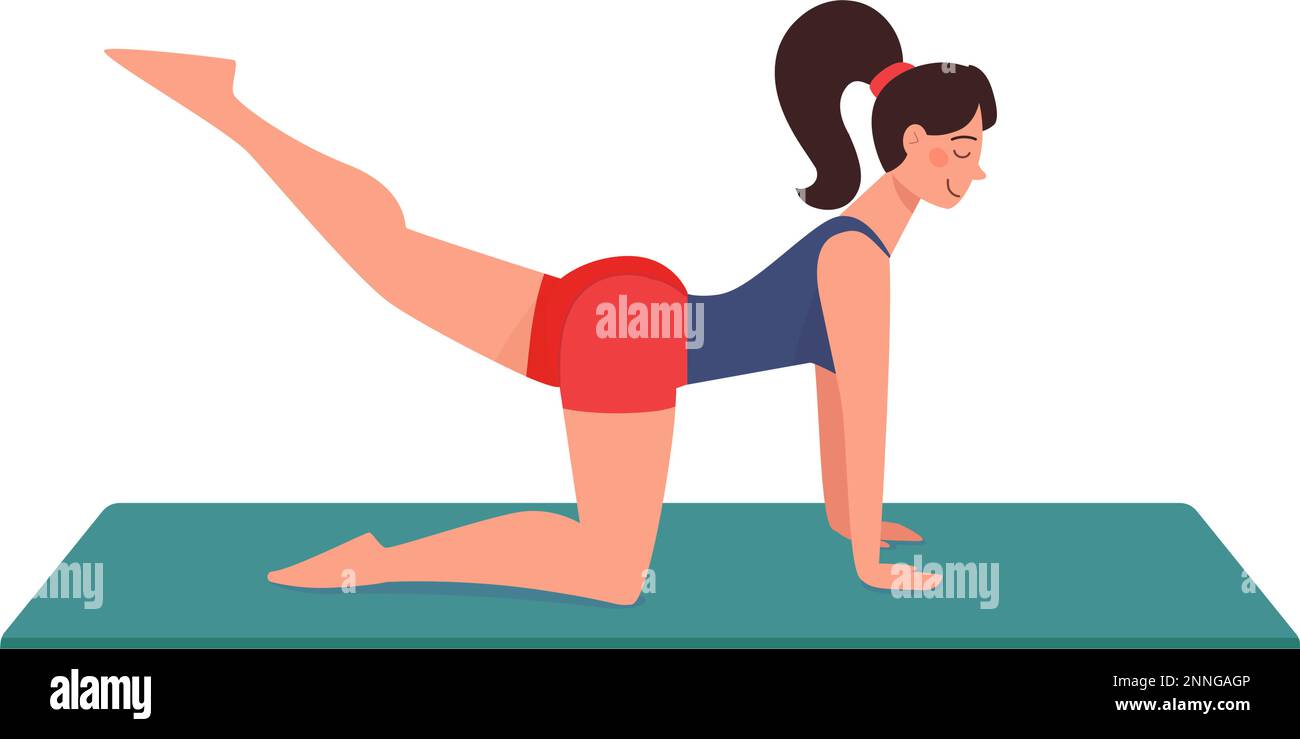 Vector illustration of gymnastics. A slender woman doing a workout