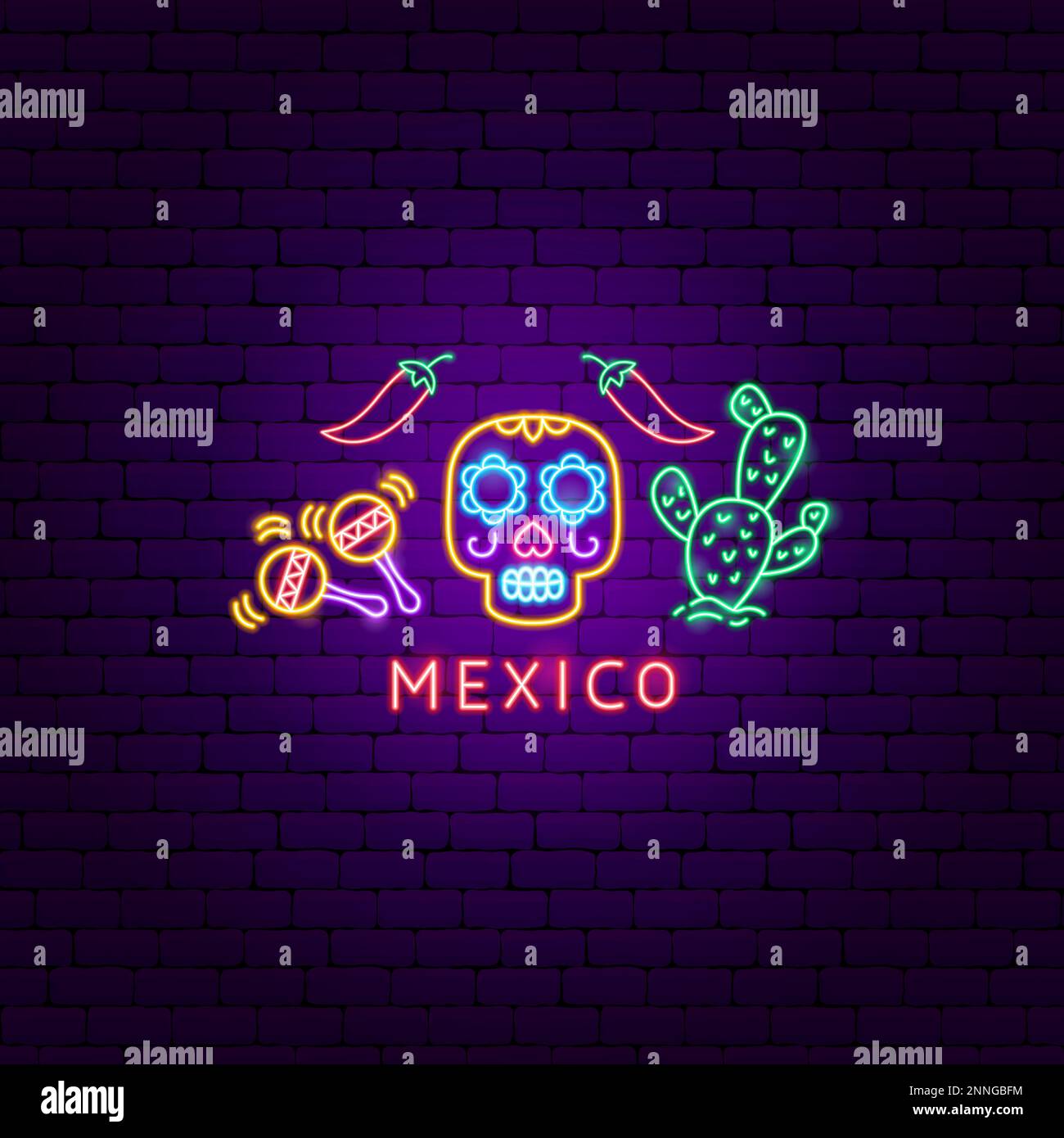 Mexico Neon Label Stock Vector Image & Art - Alamy