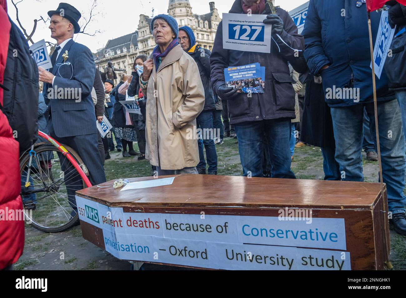 London, UK. 25 Feb 2023. We Own It organised a protest in Parliament