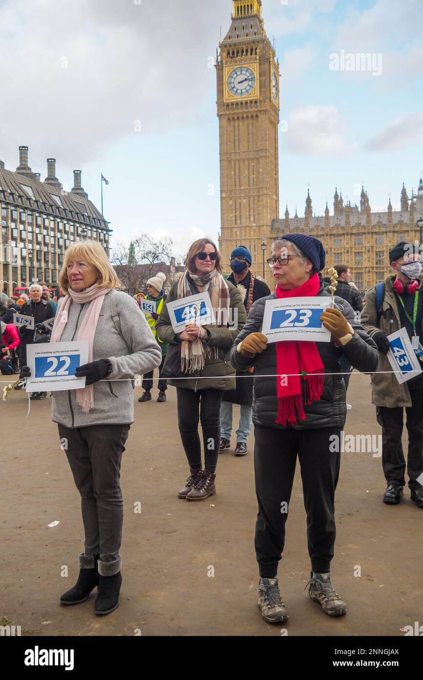 London, UK. 25 Feb 2023. We Own It organised a protest in Parliament