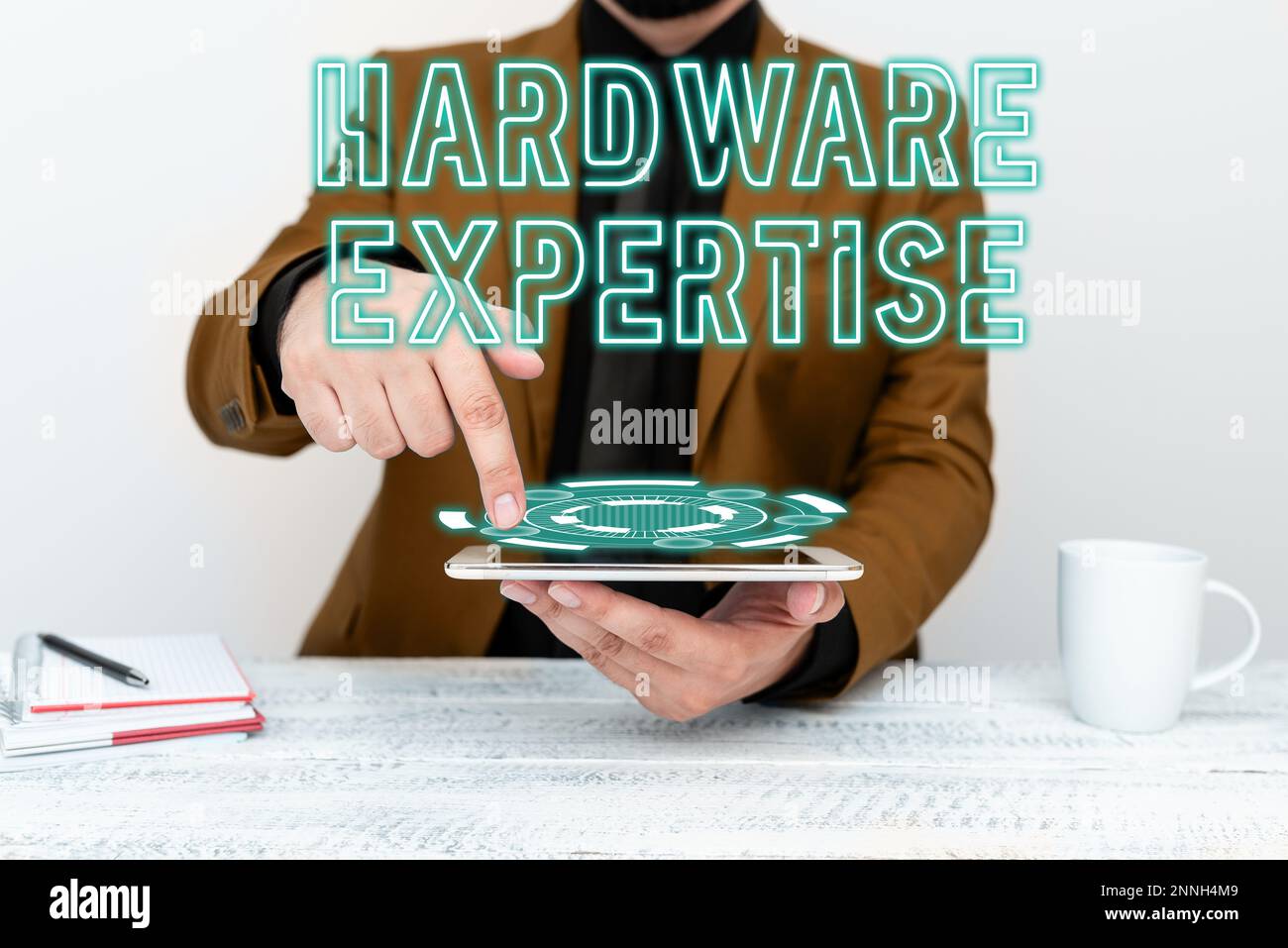 Handwriting text Hardware Expertise. Word Written on machines and other