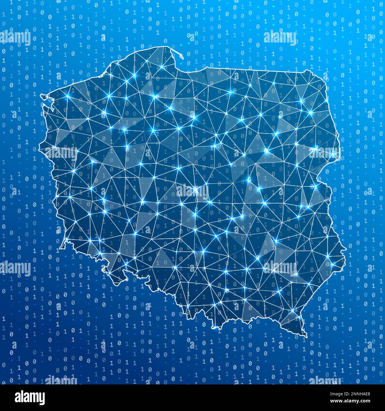 Network map of Poland. Country digital connections map. Technology