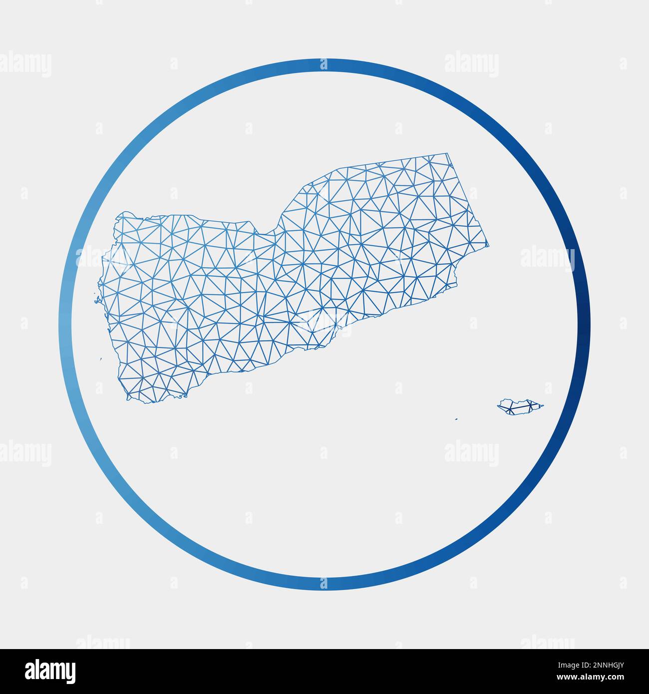 Yemen Icon Network Map Of The Country Round Yemen Sign With Gradient Ring Technology 