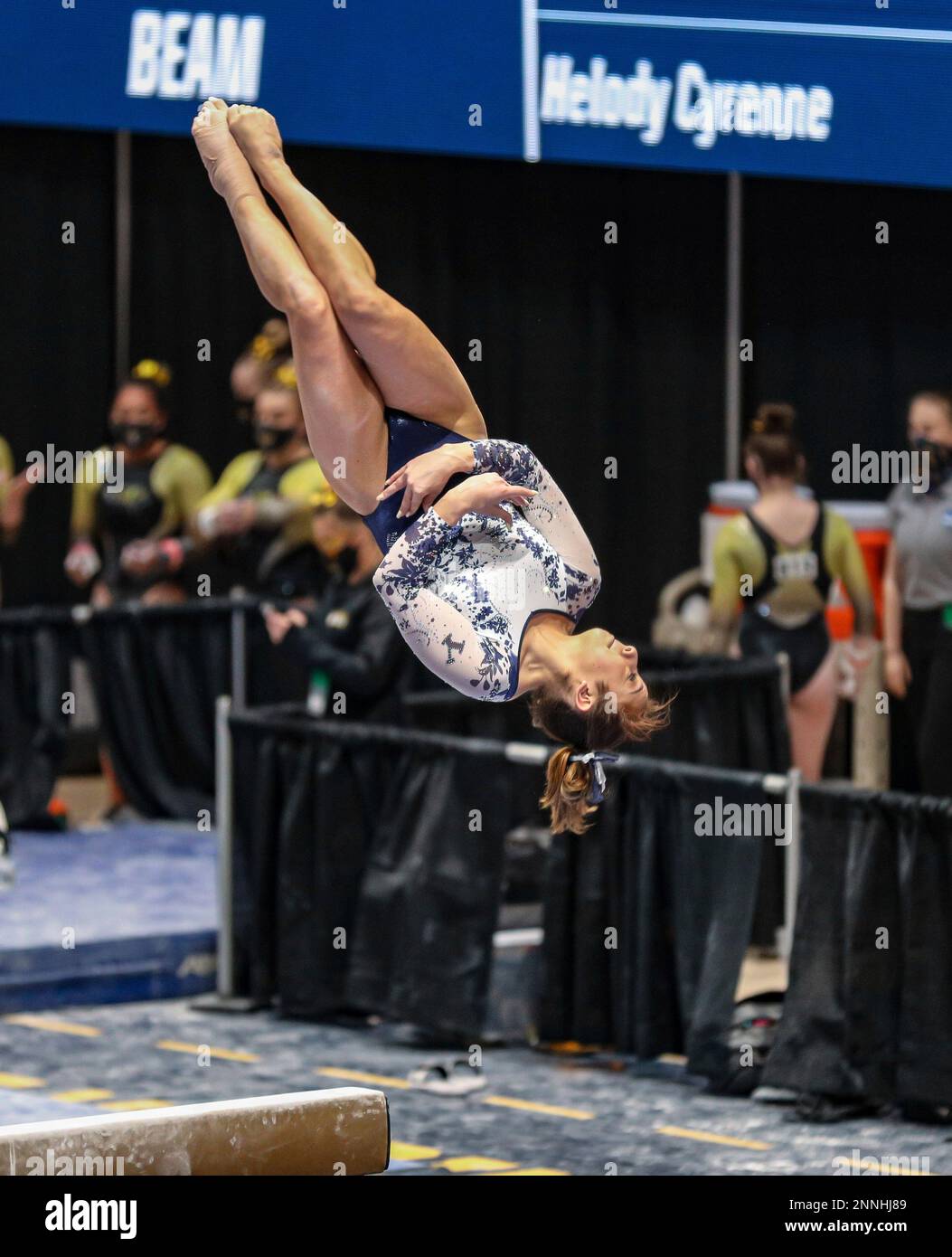 April 2, 2021 BYU's Sophie McClelland dismounts the balance beam