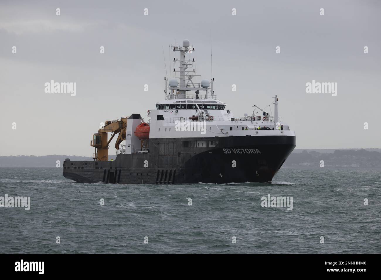 The offshore support and transport vessel SD VICTORIA approaching the ...