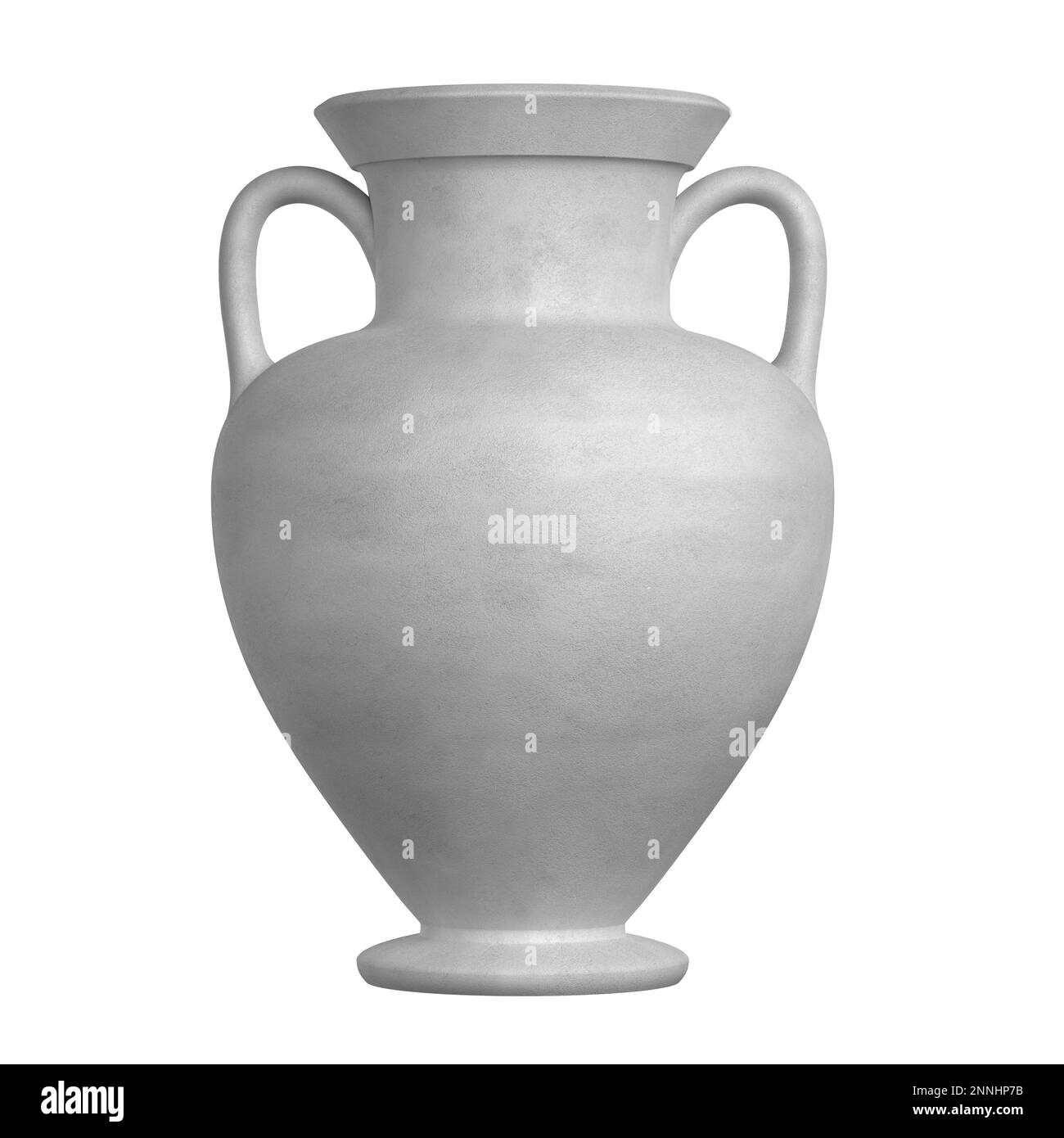 Antique ancient greek white clay vase on a white background. 3d render