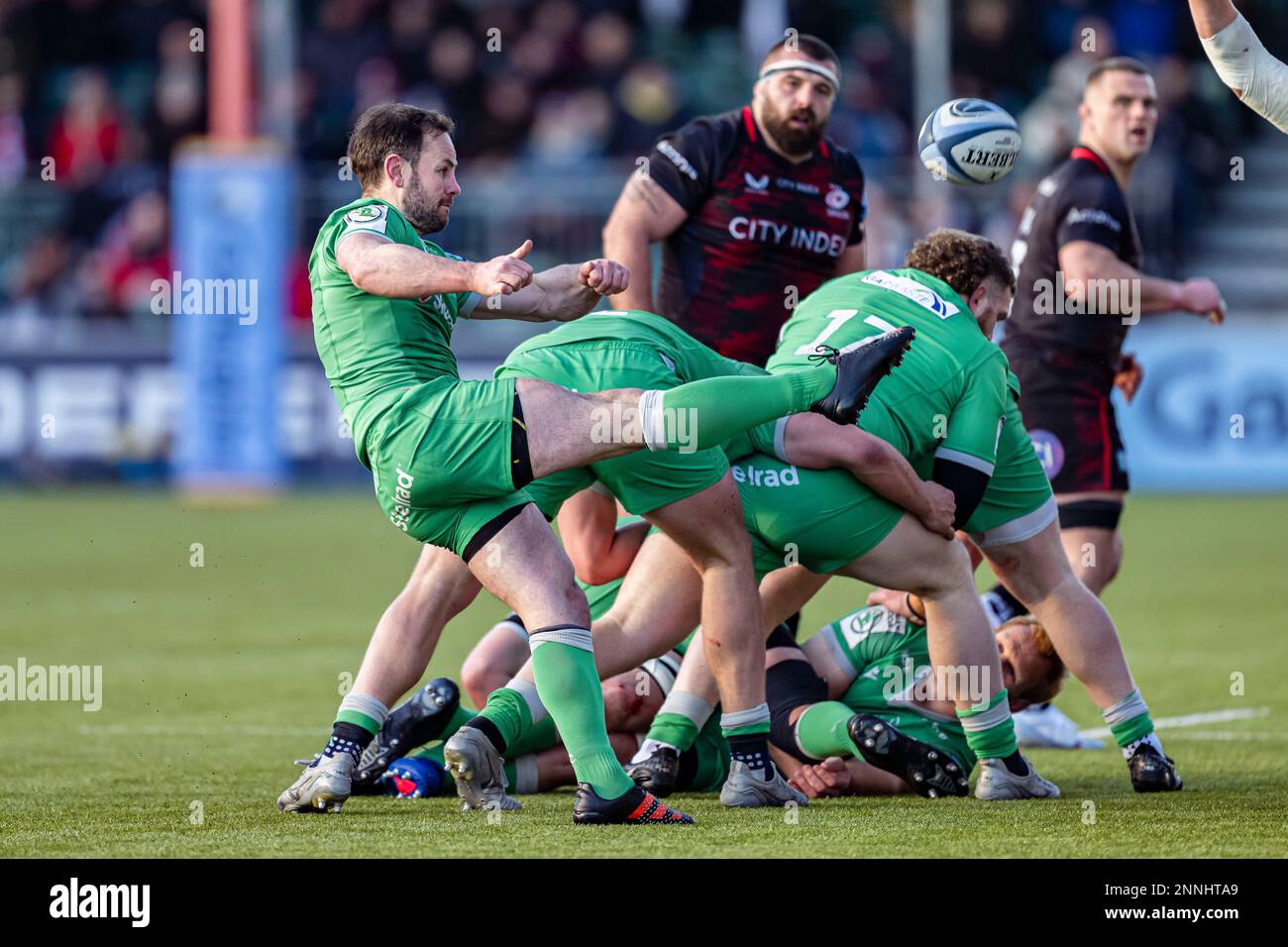 LONDON, UNITED KINGDOM. 25th, Feb 2023. Michael Young Newcastle Falcons (Capt.) in action during Gallagher Premiership Rugby Match between Saracens vs Newcastle Falcons at StoneX Stadium on Saturday, 25 February 2023. LONDON ENGLAND.  Credit: Taka G Wu/Alamy Live News Stock Photo