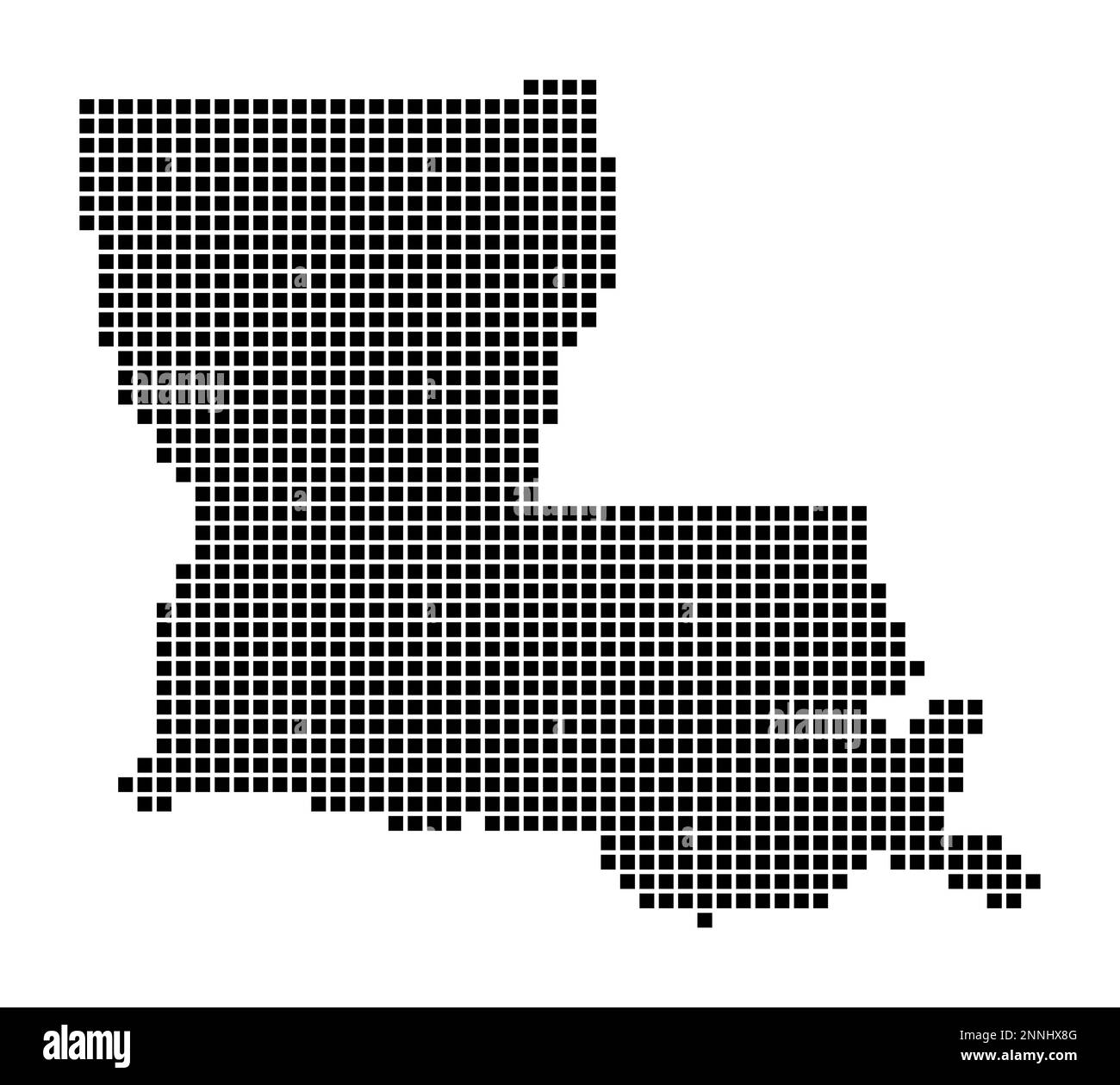 Louisiana map. Map of Louisiana in dotted style. Borders of the us state filled with rectangles for your design. Vector illustration. Stock Vector
