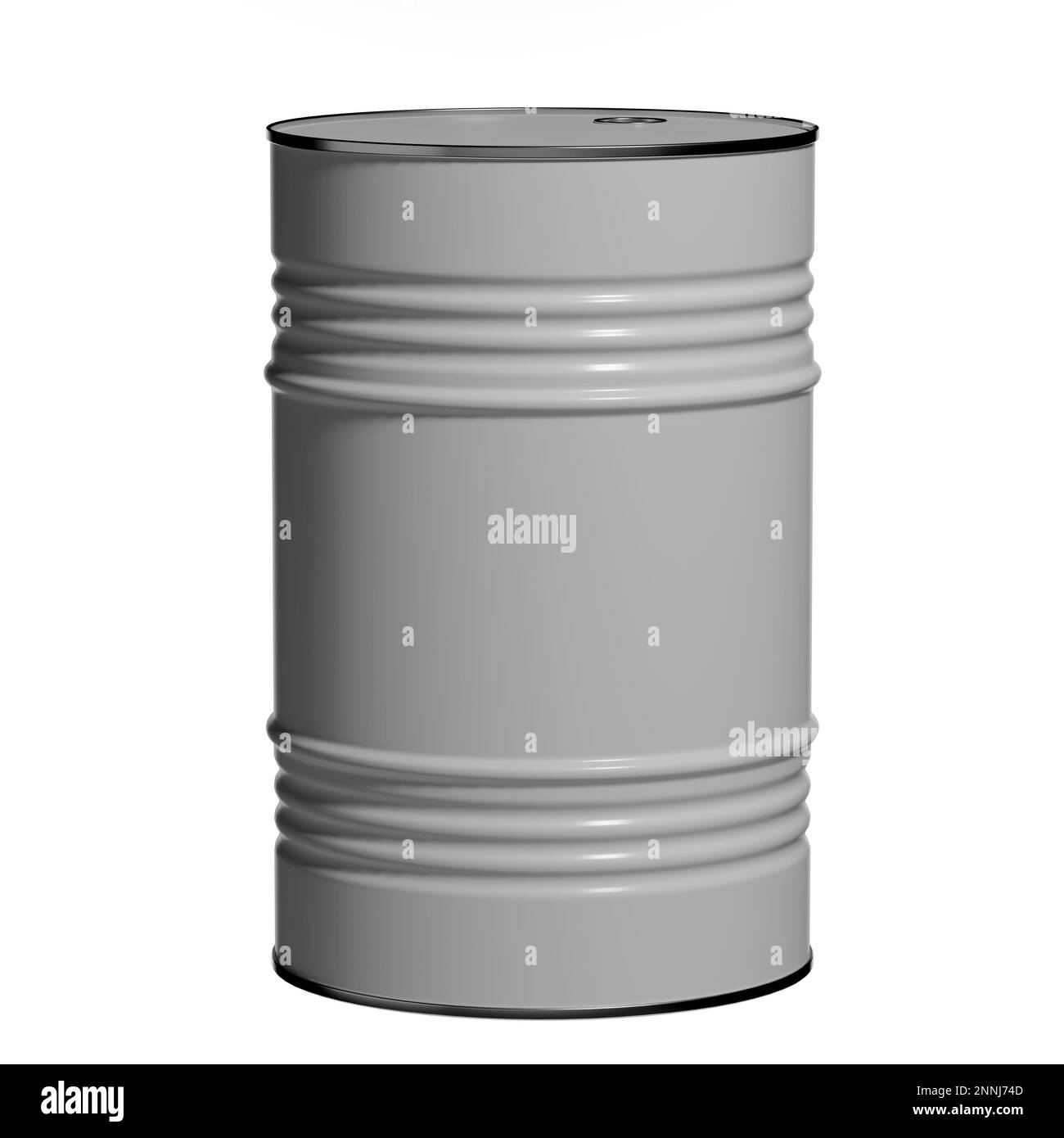 Grey metal barrel for fuel, gasoline, diesel fuel isolated on a white