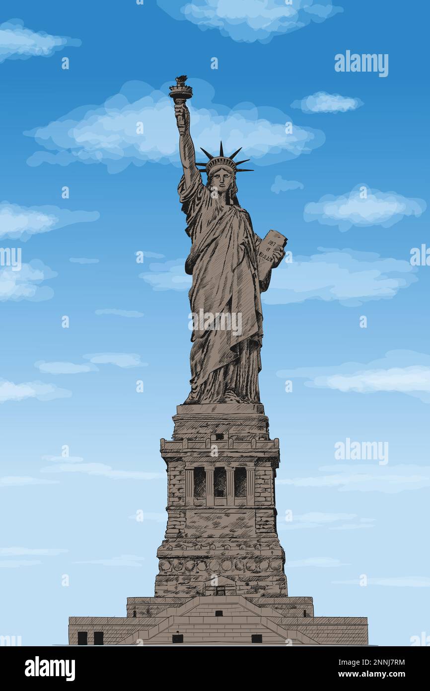 Liberty Enlightening the World. Statue in New York America Stock Vector