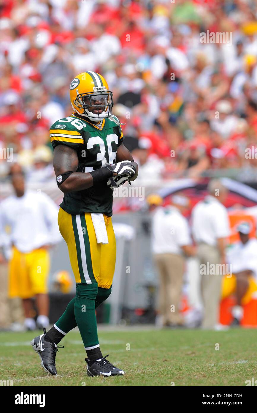 Tampa, Florida, Sept. 28, 2008: Green Bay Packers safety Nick collins (36)  in action against the Tampa Bay Buccaneers at Raymond James Stadium in  Tampa, FL. (Icon Sportswire via AP Images Stock Photo - Alamy