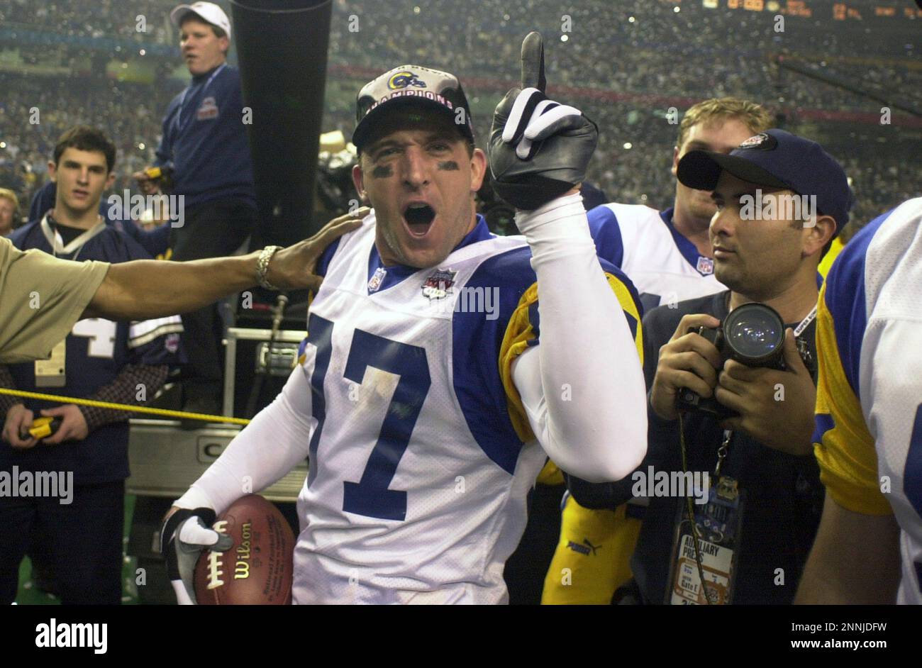 JANUARY 30 2000: Titans wide received Chris Sanders is tackled after a  reception as the St. Louis Rams defeated the Tennessee Titans 23-17 to win  Super Bowl XXXIV at the Georgia Dome