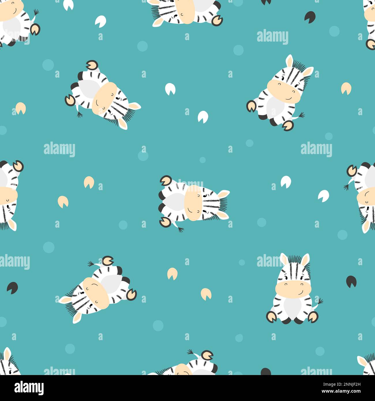 Cute zebra pattern. Seamless vector background for kids. Stock Vector