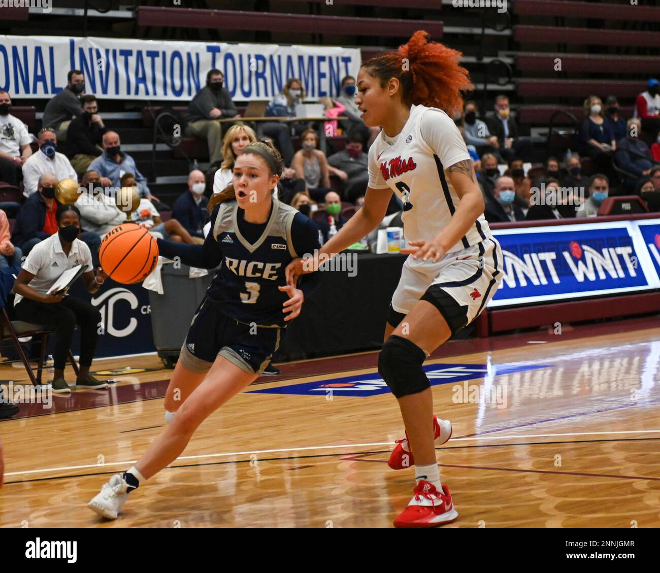 March 28, 2021 Rice guard, Katelyn Crosthwait (3), drives against Ole