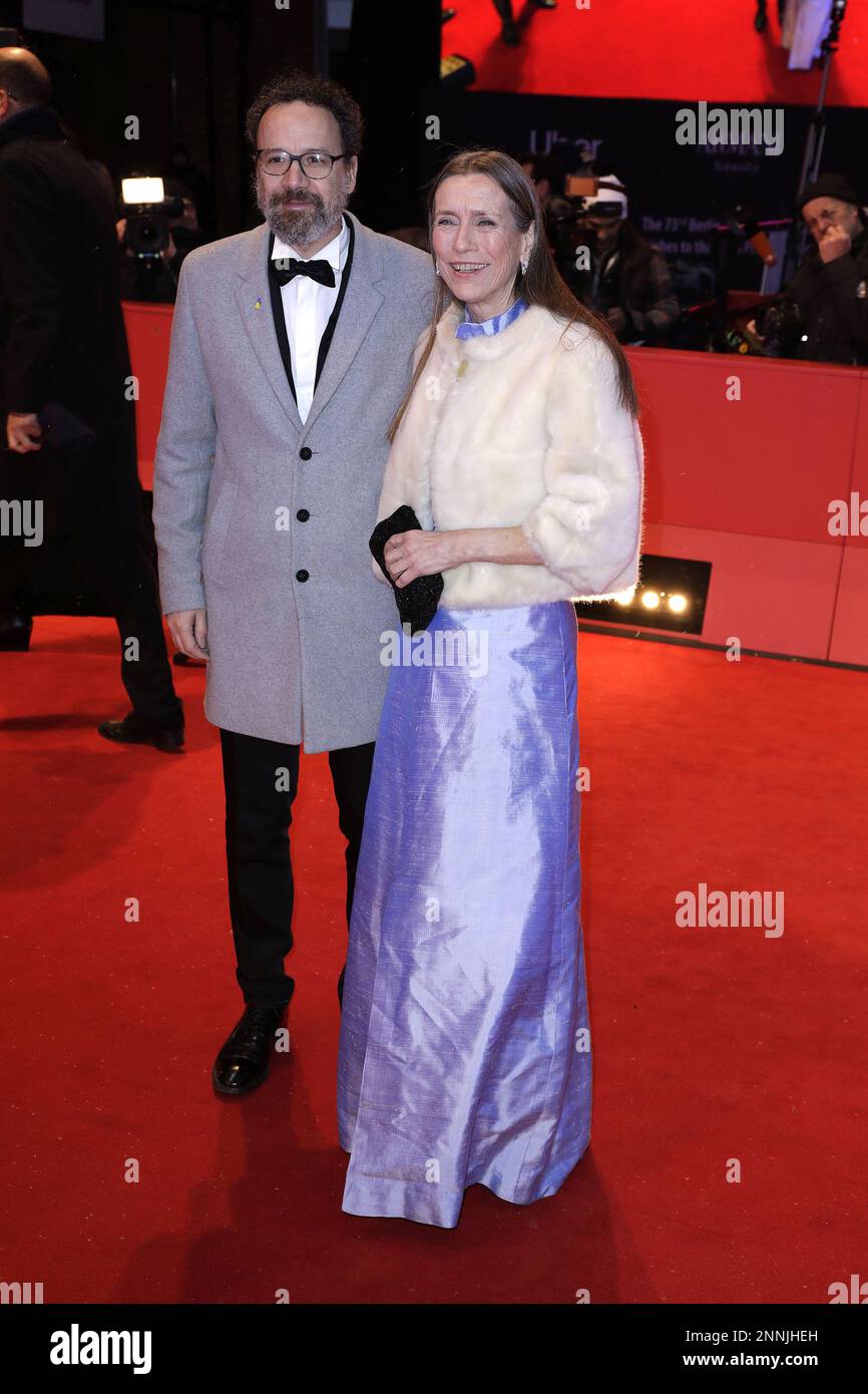 Mariette Rissenbeek and Carlo Chatrian arrive for the closing ceremony of the 73rd Berlinale International Film Festival Berlin at Berlinale Palace on Stock Photo
