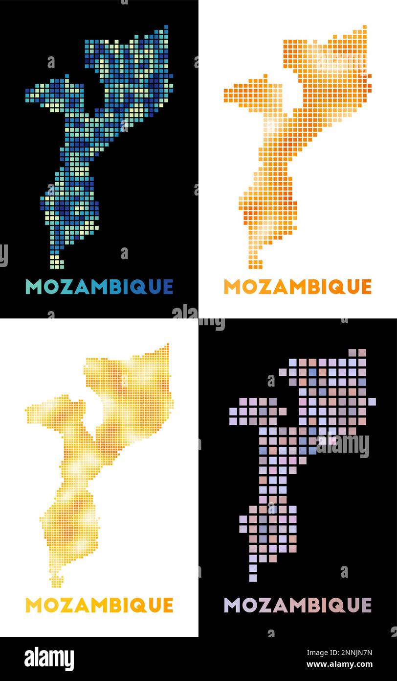 Mozambique map. Collection of maps of Mozambique in dotted style ...