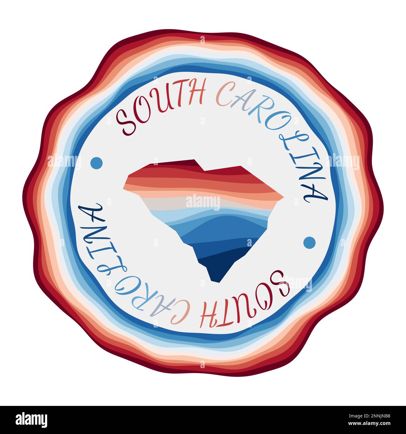 South Carolina badge. Map of the us state with beautiful geometric