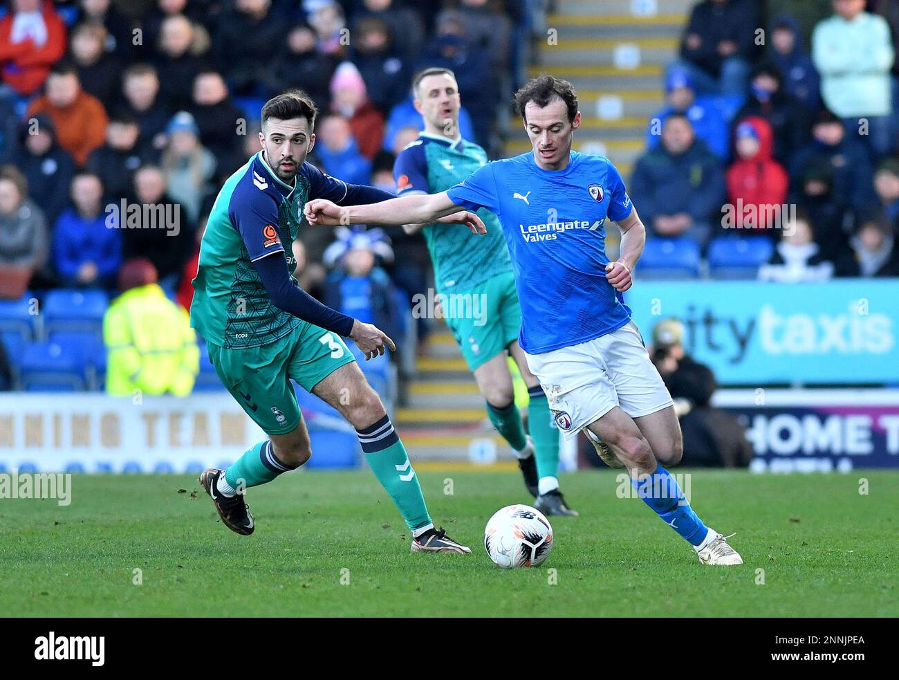 Chesterfield, UK. 24th Feb, 2023. Ellis Chapman of Oldham Athletic