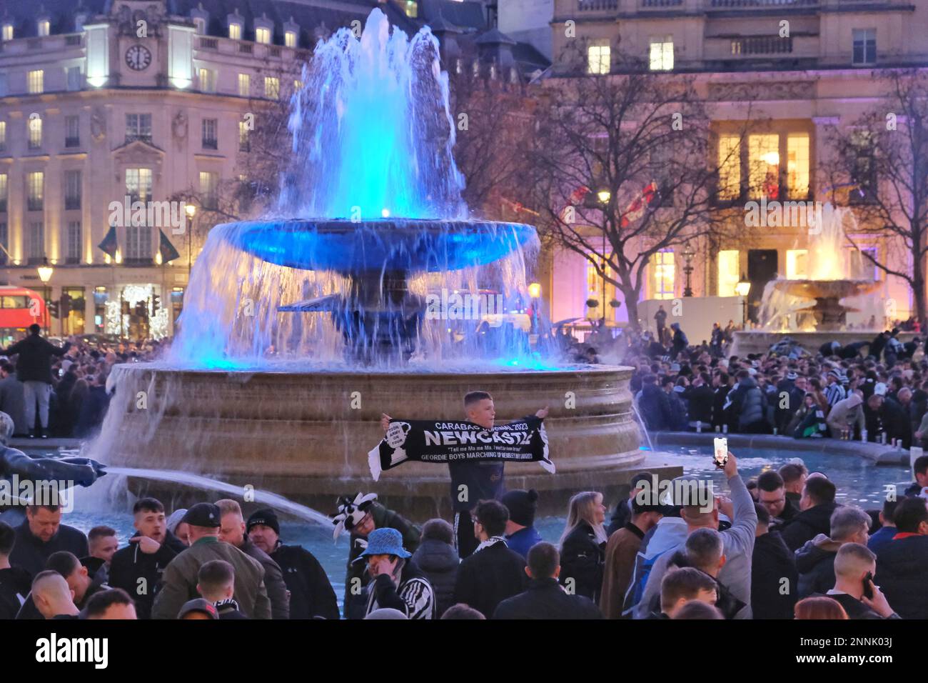 London, UK. 25th February, 2023. Thousands of Newcastle football fans