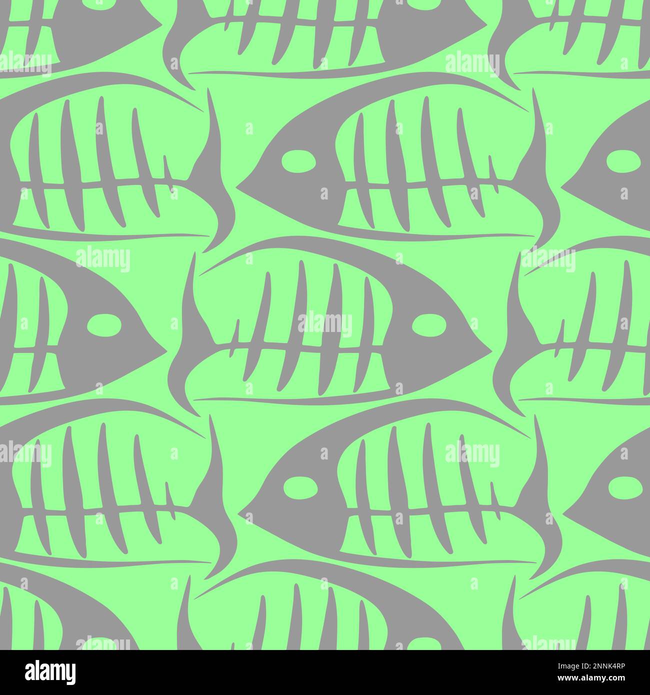 graphic greygreen fish skeletons seamless pattern, texture, background