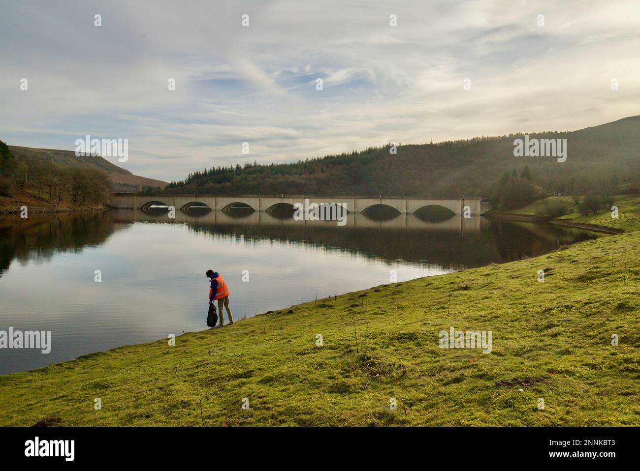 Litter Picker (Male/Man) Picking Up Litter in the Peak District