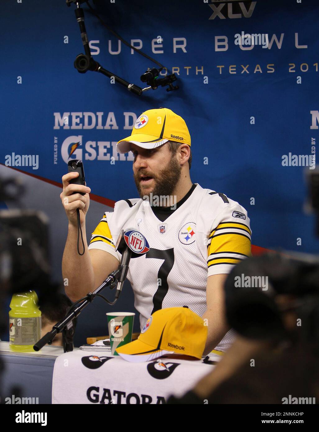 Pittsburgh Steelers safety Troy Polamalu holds a jersey from Mexico during  media day at Cowboys Stadium, Tuesday, February 1, 2011 in Arlington,  Texas. The Pittsburgh Steelers face the Green Bay Packers in