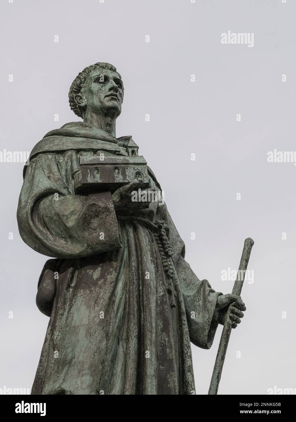 Saint Ansgar bronze statue in front of Marble Church in Copenhagen, February 18, 2023 Stock Photo
