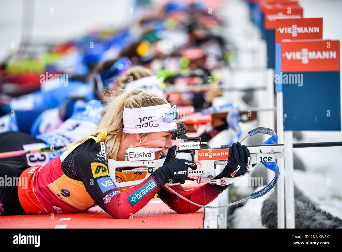Tiril Eckhoff of Norway in action during the Women's 10km Pursuit  Competition during the IBU World Cup Biathlon event in Ostersund, Sweden,  Saturday March 20, 2021. (Anders Wiklund/TT via AP Stock Photo -