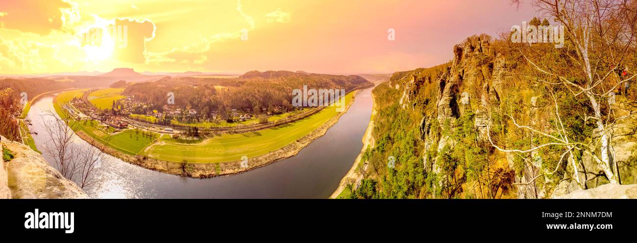 Elbsandsteingebirge, Königstein, Saxony, Germany Stock Photo