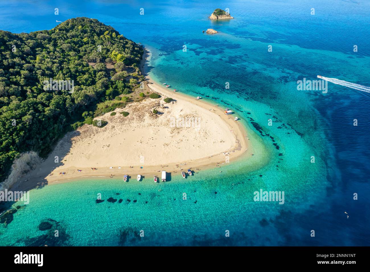 Aerial View Of Marathonisi Island Near Zakynthos Island In Greece Stock aerial-view-of-marathonisi-island-near-zakynthos-island-in-greece-stock