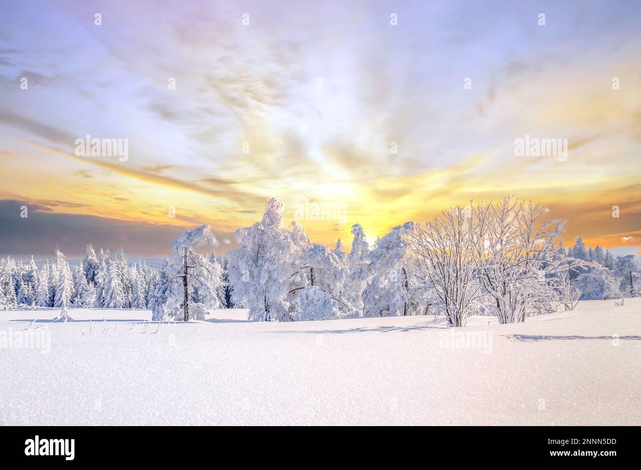 Winerlandscape Fichtelberg, Erzgebirge, Saxony, Germany Stock Photo