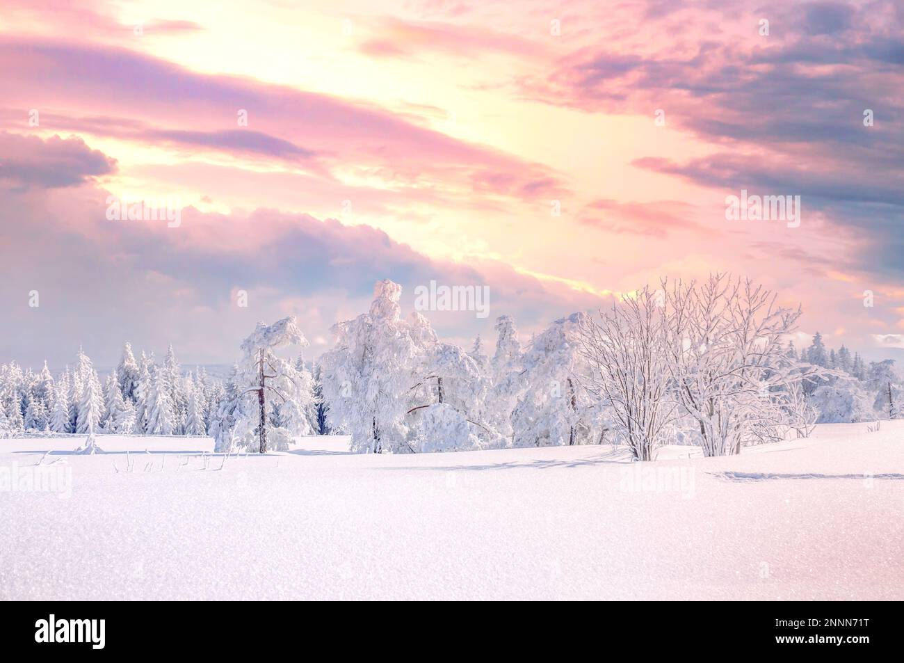 Winerlandscape Fichtelberg, Erzgebirge, Saxony, Germany Stock Photo