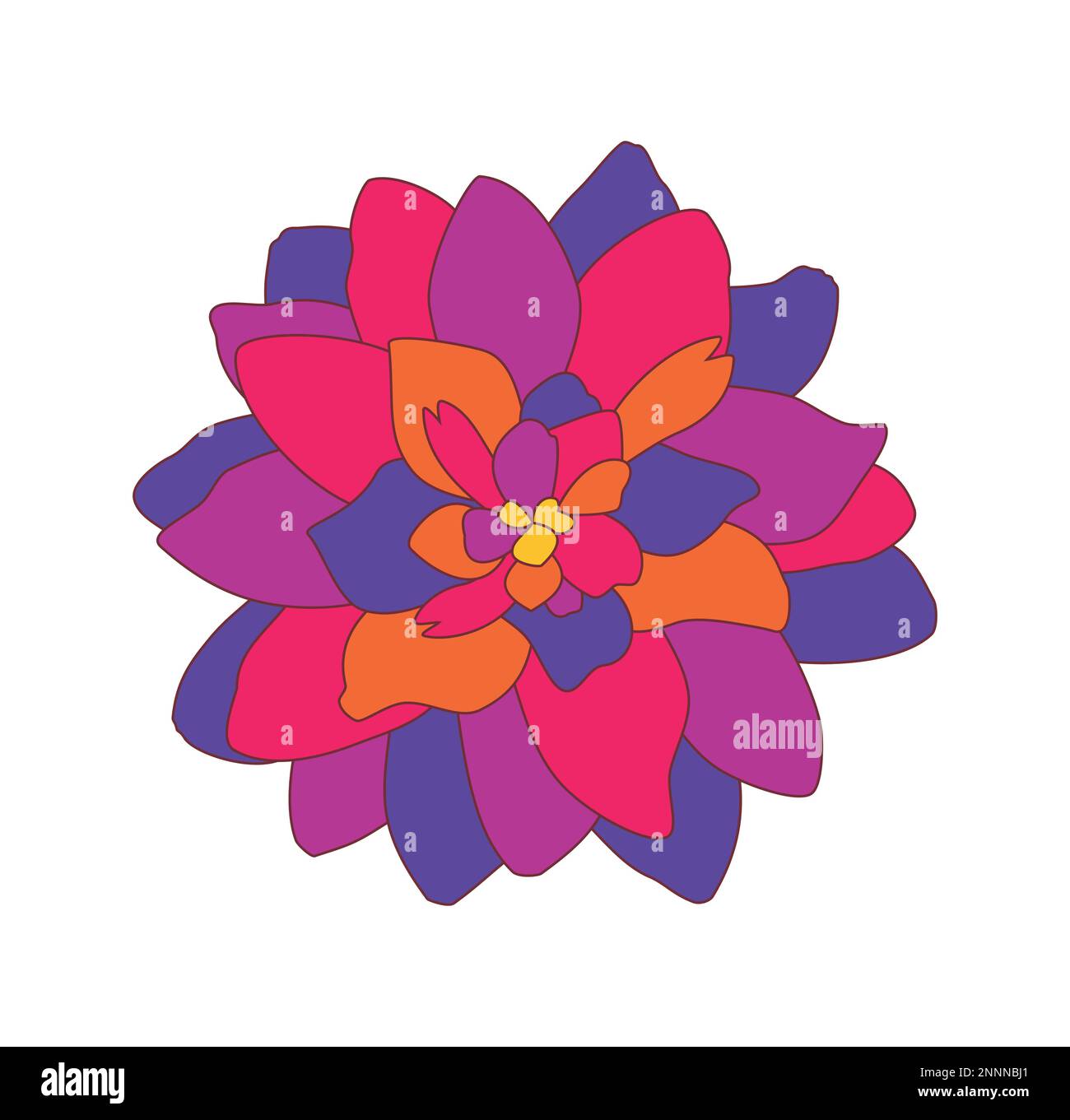 DRAWING ISOLATED FLOWER WITH MANY COLORFUL PETALS Stock Vector