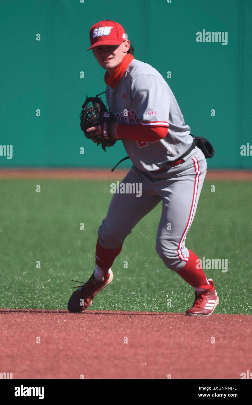Sacred Heart University Pioneers infielder Danny Glendon (28) during