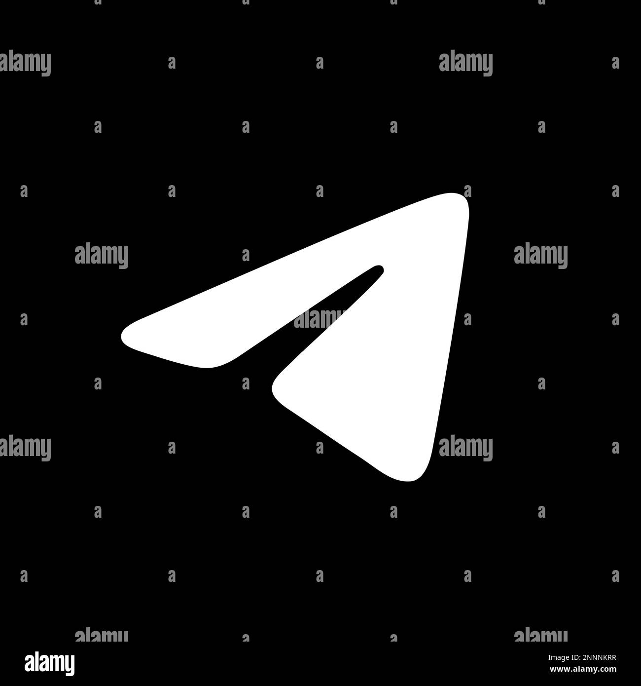 Telegram instant messaging app icon. Black silhouete square shape