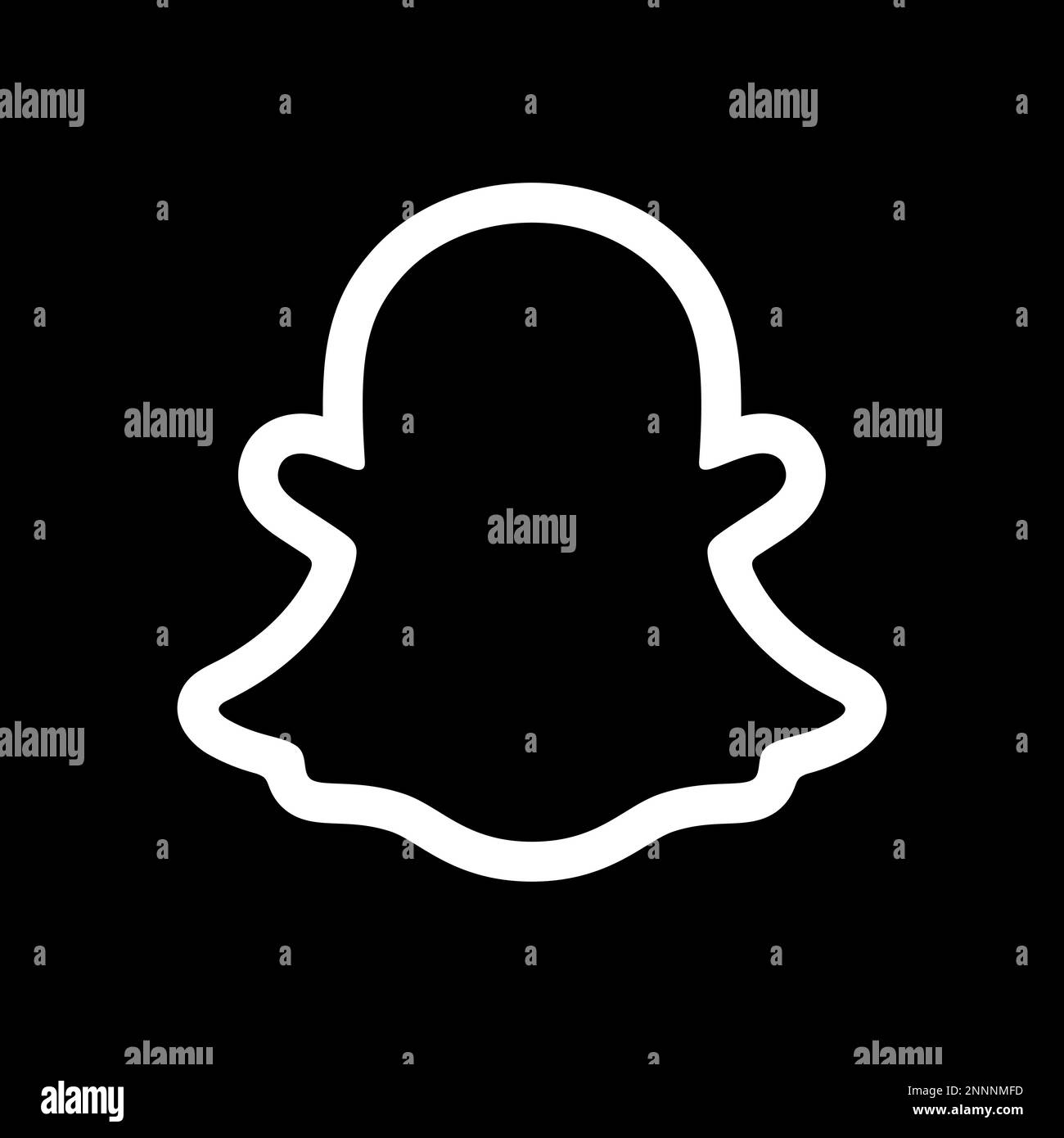 Snapchat instant messaging app icon. Black silhouete square shape