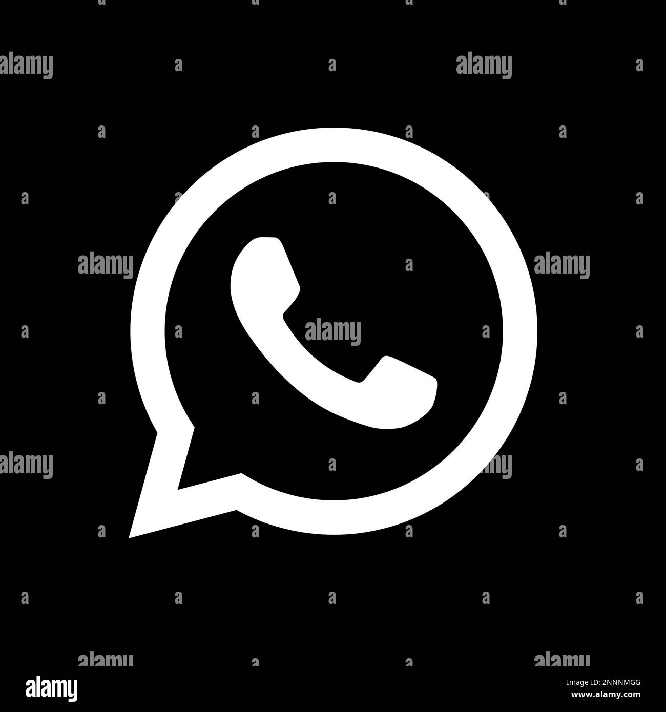 WattsApp instant messaging app icon. Black silhouete square shape
