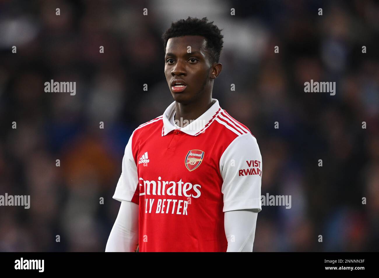Eddie Nketiah #14 of Arsenal during the Premier League match Leicester City vs Arsenal at King Power Stadium, Leicester, United Kingdom, 25th February 2023 (Photo by Craig Thomas/News Images) in, on 2/25/2023. (Photo by Craig Thomas/News Images/Sipa USA) Credit: Sipa USA/Alamy Live News Stock Photo