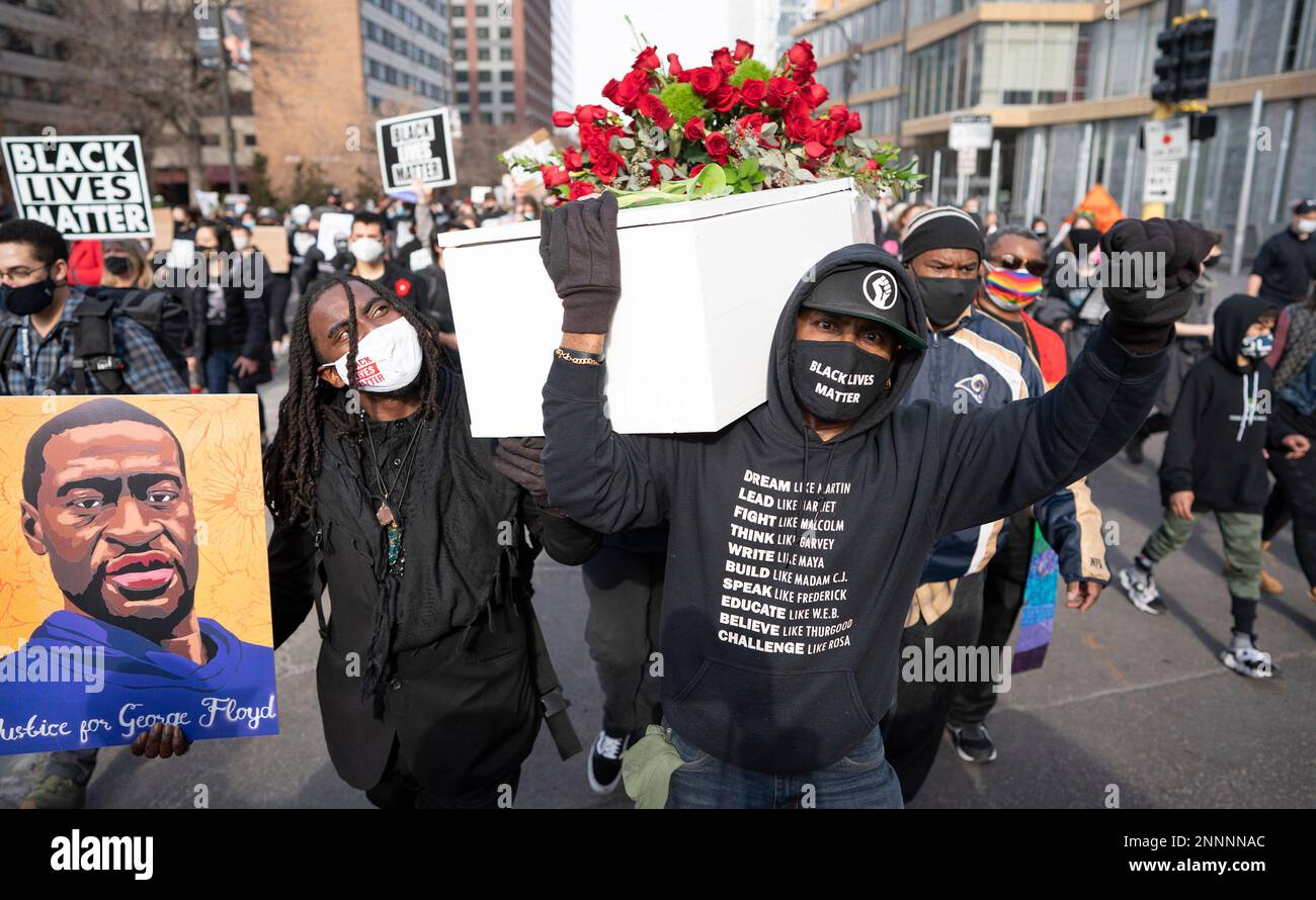 Cortez Rice left a friend of George Floyd, Raj Sethuraju carried a mock ...